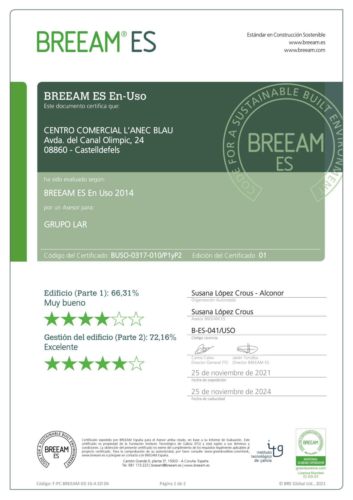 valoracion certificado breeam