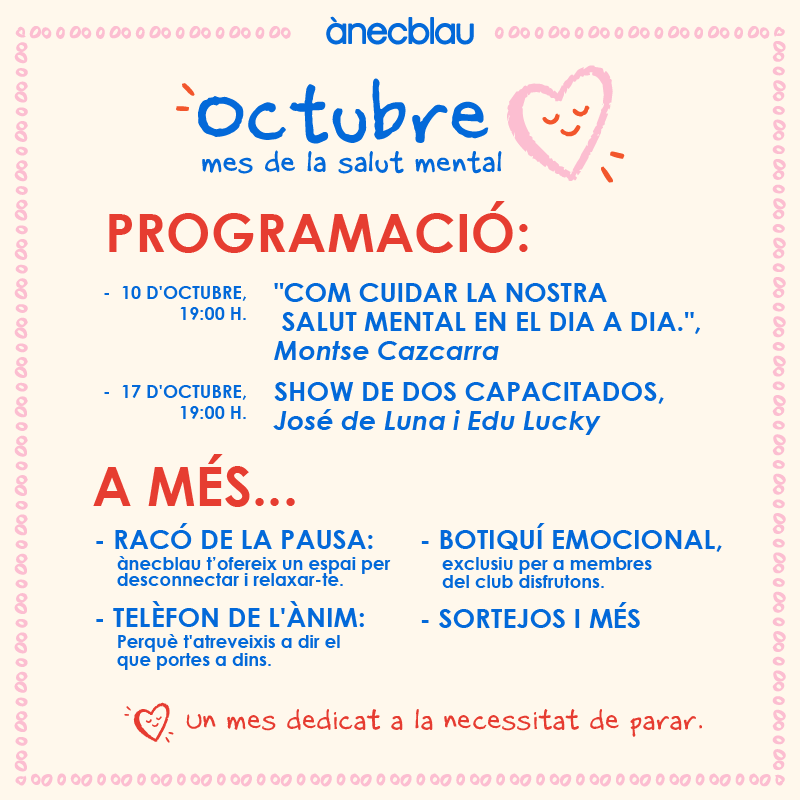 Octubre, un mes per parar i cuidar la nostra salut mental